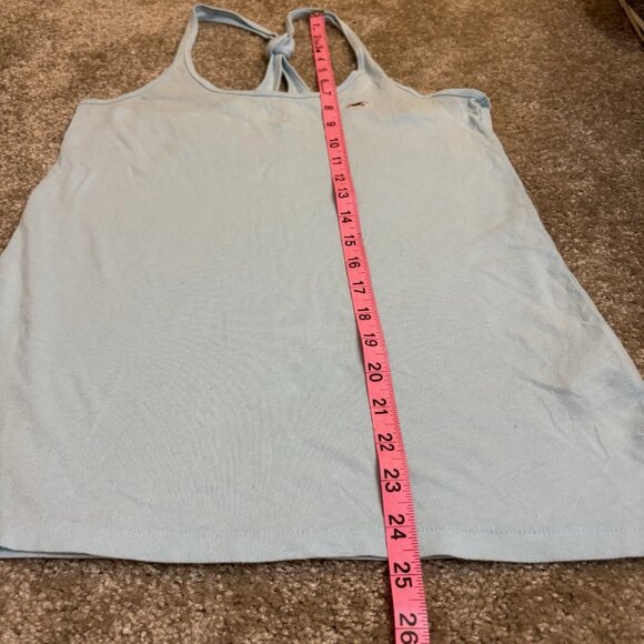 Y2K Hollister Women's Light Blue Racer Back Knot Tank Top Size Small #240 - Picture 4 of 7
